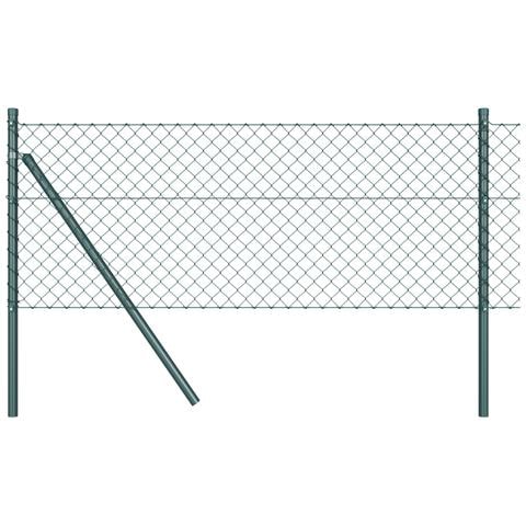 Recinzione in Rete Metallica con 7 Pali 0.8x10 m Acciaio Zincato Verde - Foto 1