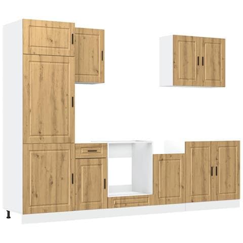 Set Mobili da Cucina 7 pz Kalmar Rovere Artigianale Truciolato - Foto 1