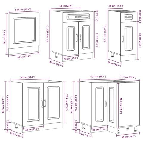 Set Mobili da Cucina 11 pz Lucca Legno Antico in Truciolato - Foto 9