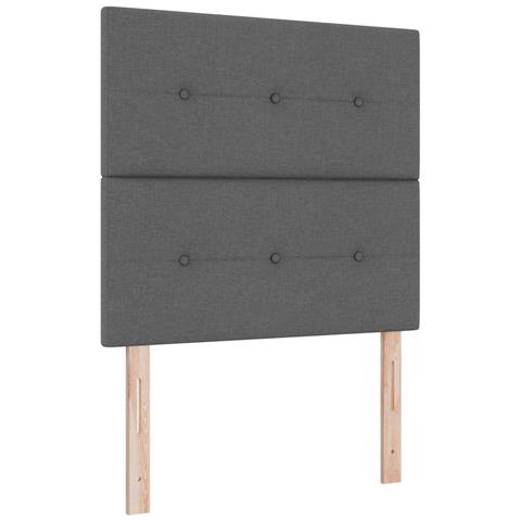 Letto a molle con materasso Grigio scuro 120 x 190 cm Tessuto - Foto 1