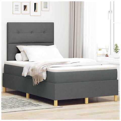 Letto a molle con materasso Grigio scuro 120 x 190 cm Tessuto - Foto 2