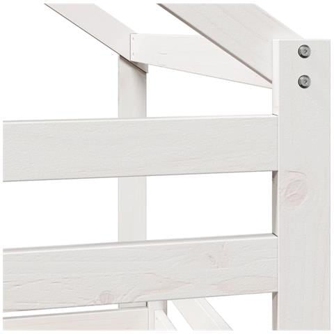 Letto a Castello senza Materasso Bianco 90x190cm Massello Pino - Foto 9