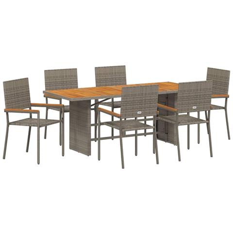 Set da Pranzo per Giardino 7 pcs Grigio 190 x 80 x 75 cm - Foto 1