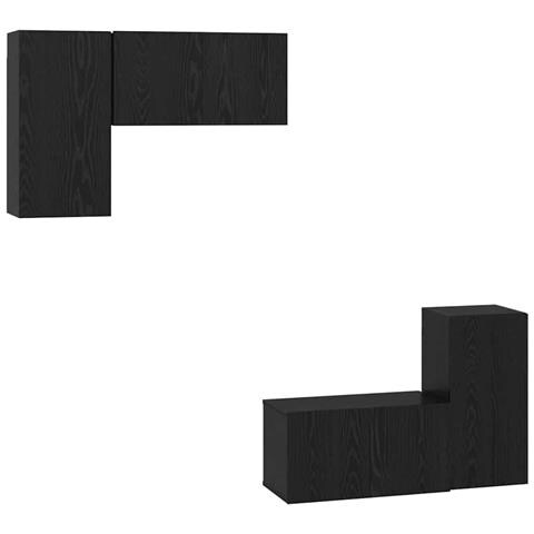 Set mobile TV 4 pcs Rovere nero 60 x 30 x 30 cm - Foto 1