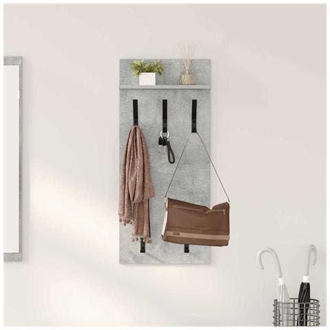 Appendiabiti a muro Grigio cemento 90 x 40 x 10 cm - Foto 2