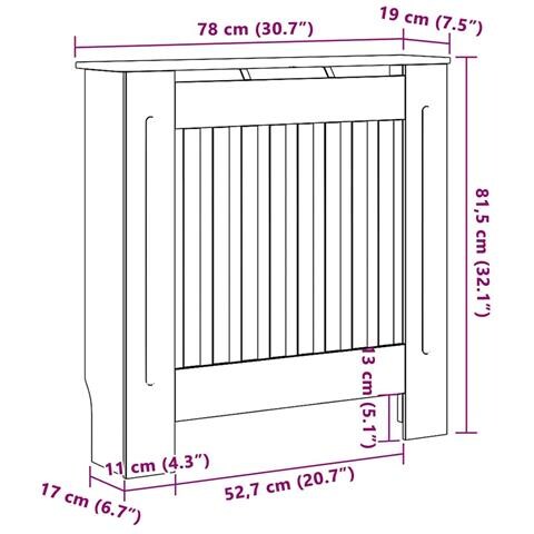 Copertura per radiatori 2 pcs Nero 78 x 19 x 81.5 cm - Foto 8