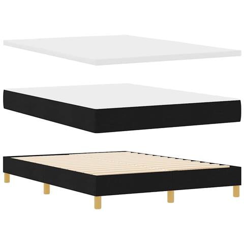 Letto a molle con materasso Nero 160 x 200 cm Tessuto - Foto 1