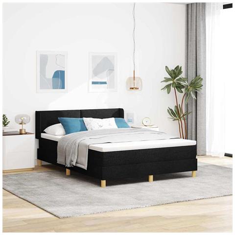 Letto a molle con materasso Nero 160 x 200 cm Tessuto - Foto 2
