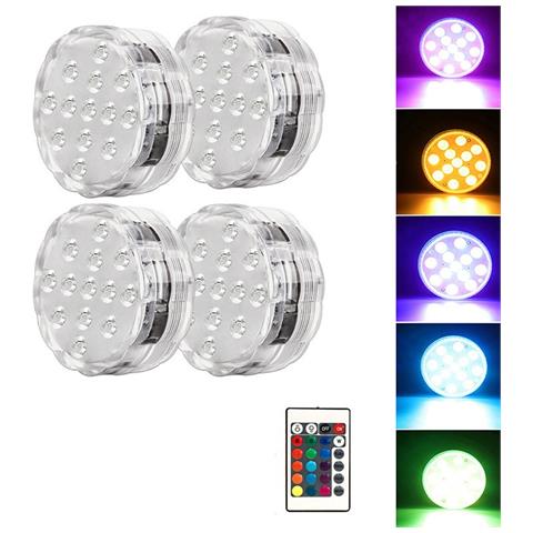 Luci A Bottone Led 7cm Con Telecomando - Set Di 4 Per Controllo Singolo - Foto 1