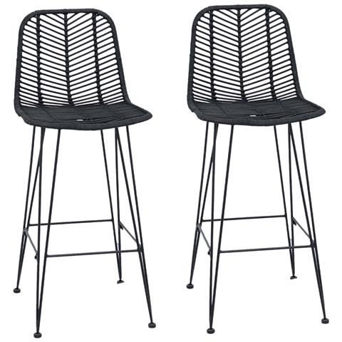 Sedia da Bar 2 pcs Nero 44,5 x 53 x 111 cm Rattan e Ferro - Foto 1
