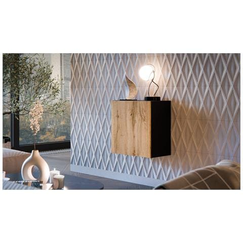 Sparone - Mobile Pensile Un Ripiano, 49.9x50h Cm Nero Antracite - Foto 2