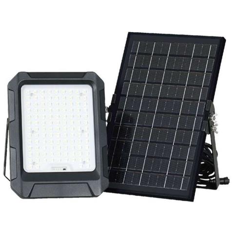 Faro LED con Telecomando e Pannello Solare 10W Batteria sostituibile Cavo da 3m Colore Nero 4000K, colore Nero - Foto 1