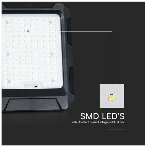 Faro LED con Telecomando e Pannello Solare 10W Batteria sostituibile Cavo da 3m Colore Nero 4000K, colore Nero - Foto 3