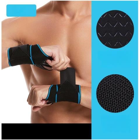 Fascia Da Polso Antidistorsione Regolabile Per Uomo - Supporto E Allenamento Professionale Blue - Foto 2