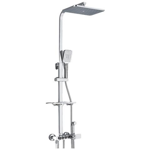 Colonna doccia, Blackswan, tipo M146, modello cromato regolabile, con termostato, bocca girevole, doccia ad alta pressione e mensola, misura 120 cm - Foto 1