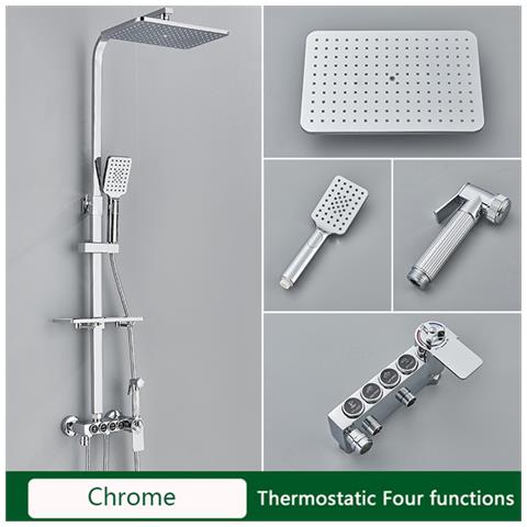 Colonna doccia, Blackswan, tipo M146, modello cromato regolabile, con termostato, bocca girevole, doccia ad alta pressione e mensola, misura 120 cm - Foto 4