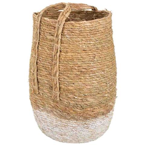 Navicella In Fibra Naturale Marrone 27x33x48h - Foto 1