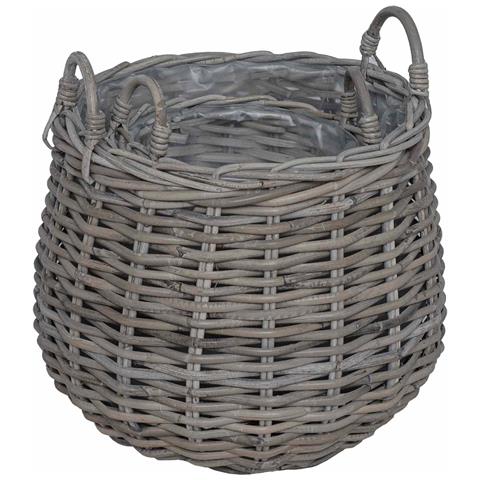 Cestino per piante con archiviazione 2 pcs Grigio Rattan Lacak - Foto 9