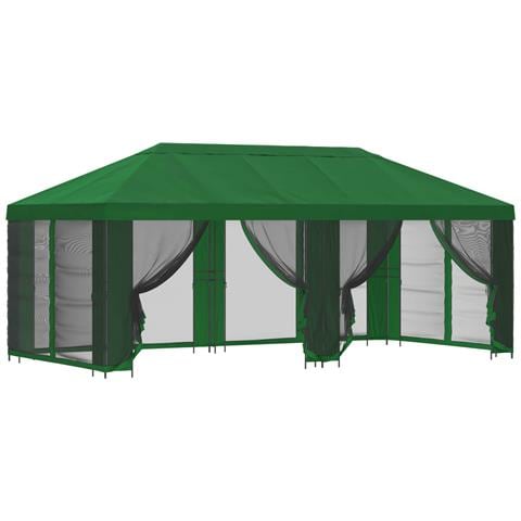 Gazebo con pareti laterali 6 x 3 m Verde Poliestere e Acciaio - Foto 1