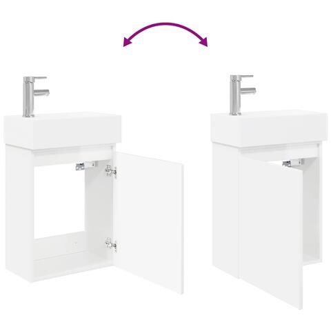 Mobile bagno con rubinetto Bianco Lucido 45,5 x 22,5 x 84 cm - Foto 9