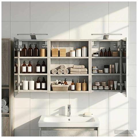 Set di Armadi da Bagno con lo scaffale 3 pcs 100 x 10,5 x 50 cm - Foto 2