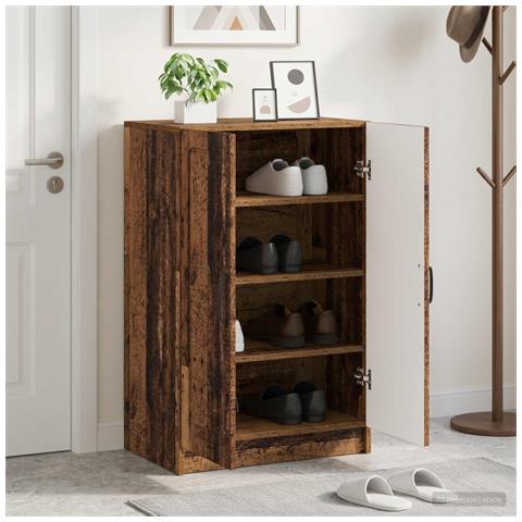 Mobile per scarpe UTRECHT 59,5 x 39,5 x 87 cm Legno antico - Foto 2