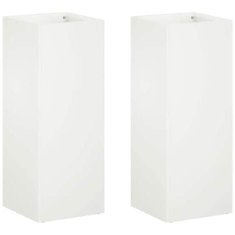 Vaso da giardino 2 pz Bianco 20 x 20 x 50 cm - Foto 1