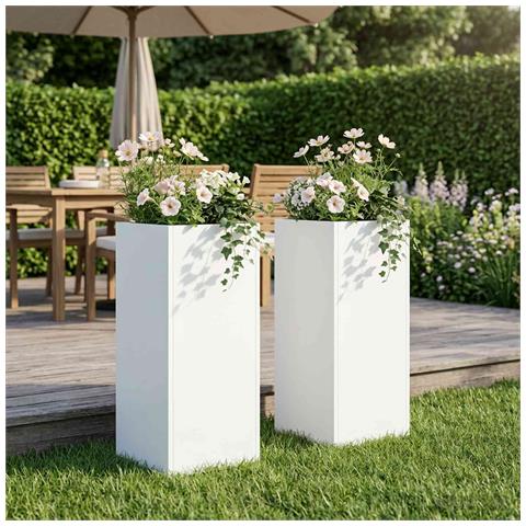Vaso da giardino 2 pz Bianco 20 x 20 x 50 cm - Foto 2