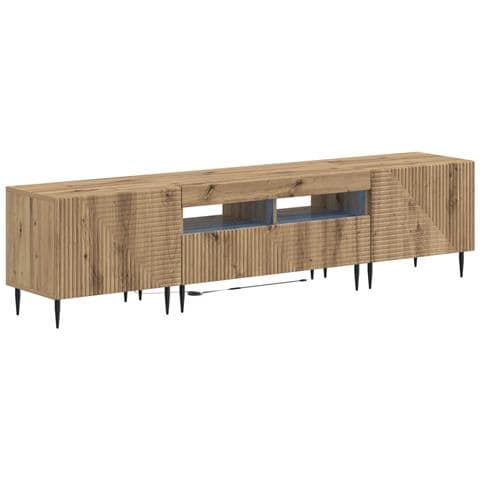 Mobile TV LED a 3 pezzi Rovere Artigianale Legno ingegnerizzato - Foto 1