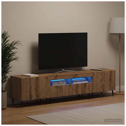 Mobile TV LED a 3 pezzi Rovere Artigianale Legno ingegnerizzato - Foto 9