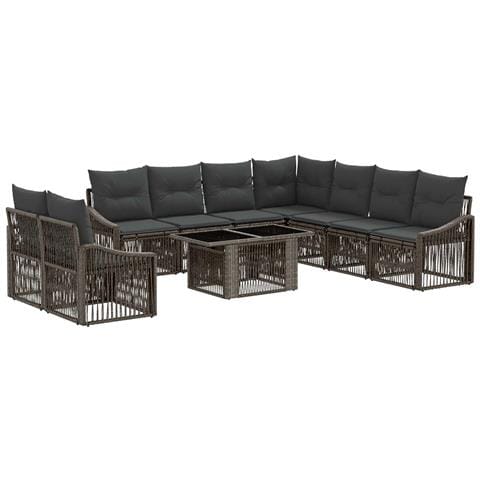 Set Divano da Giardino 10 pz Grigio e Grigio Scuro polyrattan - Foto 1
