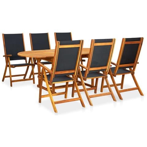 Set Pranzo per Esterni 7pz Acacia Estendibile Tavolo Pieghevole - Foto 1