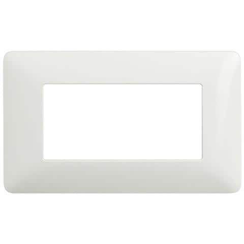 1 Placca Muro 4 Posti Moduli Bianco Lucido Compatibile Tipo Bticino Matix - Foto 1