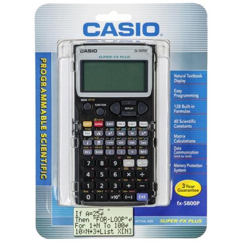 Fx-5800p. Fattore Di Forma: Tasca, Modello: Scientifico, Colore Del Prodotto: Nero. Tipo Batteria: Lr03. Peso: 150 G, Dimensioni (lxpxa) : 81.5 X 163 X 15.1 Mm - Fx-5800p - Foto 2