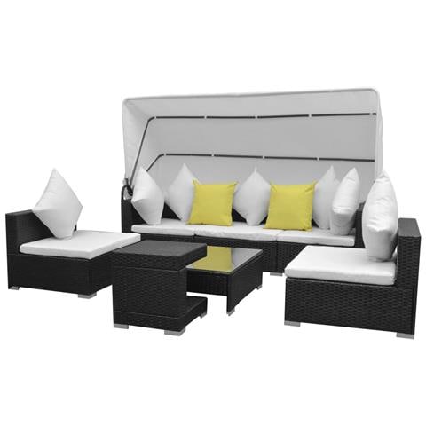 Set Divani Da Giardino Con Tettuccio 23 Pz Polirattan Marrone - Foto 1