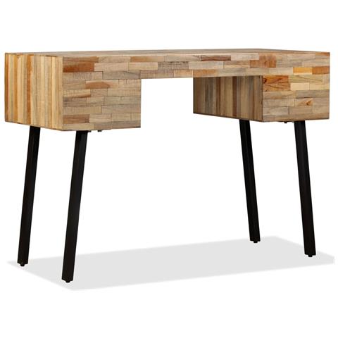 Scrivania In Legno Massello Di Teak Rigenerato 110x50x76 Cm - Foto 10