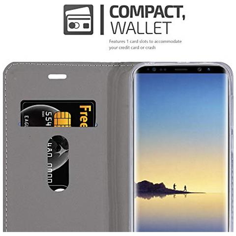 Custodia Compatibile Con Samsung Galaxy Note 9 In Grigio Chiaro Marrone - Coperchio Protettiva Con Chiusura Magnetica, Funzione Stand E Tasca Per Le Carte - Foto 2