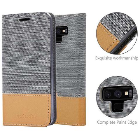 Custodia Compatibile Con Samsung Galaxy Note 9 In Grigio Chiaro Marrone - Coperchio Protettiva Con Chiusura Magnetica, Funzione Stand E Tasca Per Le Carte - Foto 10