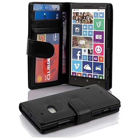 Custodia Compatibile Con Nokia Lumia 929 / 930 In Nero Ossido - Coperchio Protettivo Con Chiusura Magnetica E 3 Slot Per Carte - Foto 1