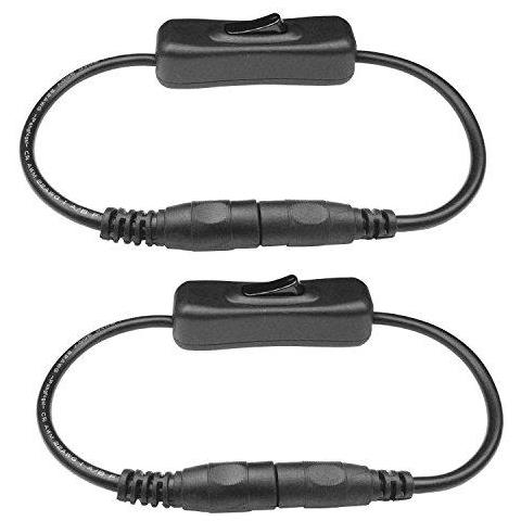 2pcs Dc 12v Inline Cavo Dellinterruttore On Off Rocker Switch Cc Jack 5.5mmx2.1mm Maschio Al Connettore Femmina A Nastro Connect Led Striscia Flessibile Flex Led Fotocamera Ribbon Luce Cctv Di Adattatore Di Alimentazione - Foto 1