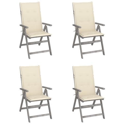 Sedie da Giardino Reclinabili 4 pz con Cuscini Massello Acacia - Foto 1