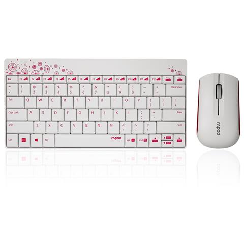 8000, RF Wireless, QWERTY, Universale, Rosa, Bianco, 10m, USB - Foto 1