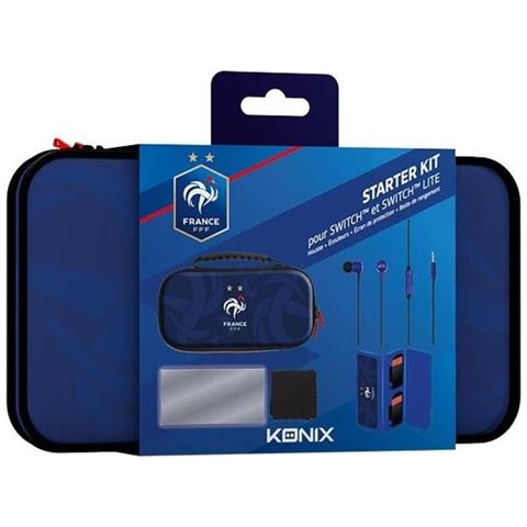 Starter Kit - Konix - Custodia + Auricolari + Schermo Protettivo + Box - Blu - Switch E Switch Lite - Licenza Ufficiale Fff - Foto 1