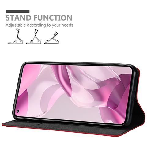 Custodia Compatibile Con Xiaomi Mi 11 Lite (4g / 5g) / 11 Lite Ne In Rosso Mela - Coperchio Protettiva Con Chiusura Magnetica, Funzione Stand E Tasca Per Le Carte - Foto 2