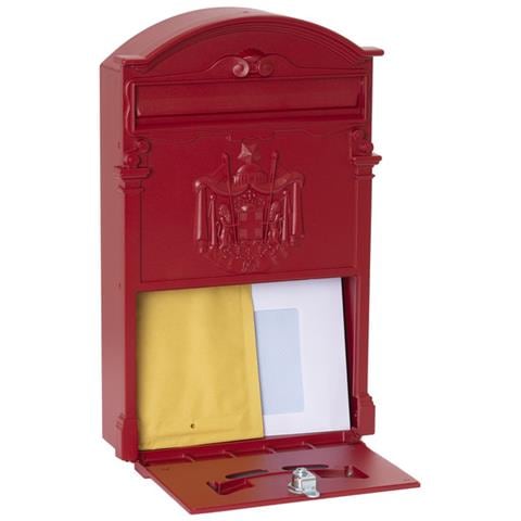 Residencia D-2151 / r Cassetta Postale Individuale Di Stile Classico In Alluminio, Dimensione M (din A4 E Riviste), Rosso - Foto 2