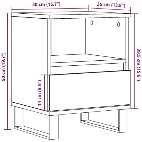 Comodini 2pz Grigio Sonoma 40x35x50 Cm In Legno Multistrato - Foto 2