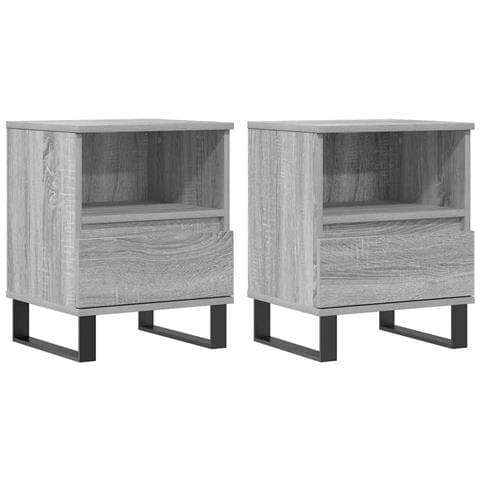 Comodini 2pz Grigio Sonoma 40x35x50 Cm In Legno Multistrato - Foto 1