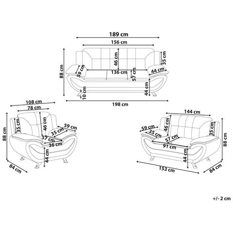 Set Da Salotto 6 Posti Leira Pelle Sintetica Nero - Foto 9