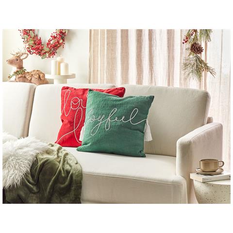 Cuscino Decorativo Elettaria Cotone 45 X 45 Cm Verde - Foto 1