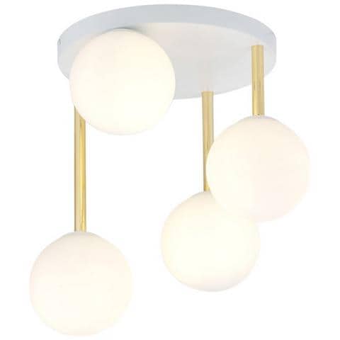 Lampada A Soffitto Dolce - Bianco, Oro - Acciaio Verniciato A Polvere, Vetro - 40x40x47 Cm - Foto 1